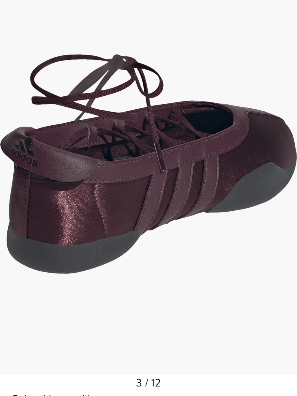 adidas Burgundy Satin Lace-Up Taekwondo Mei Ballet Flats - Picture 4 of 13